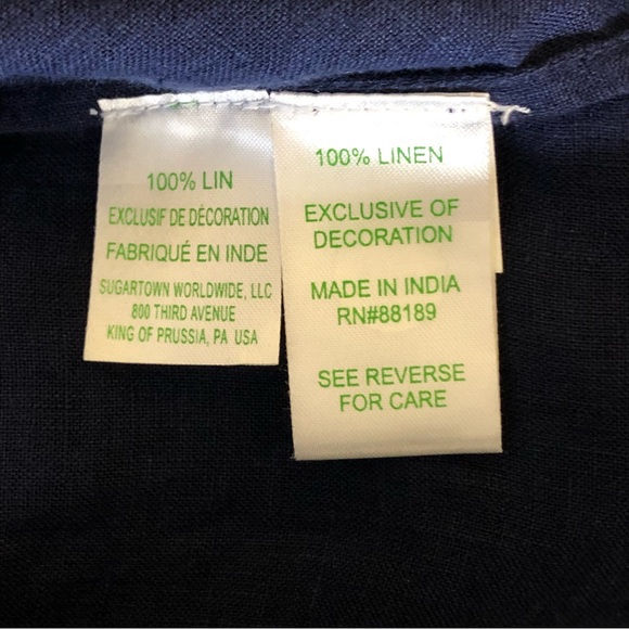 LILLY PULITZER Navy Resort Wear Linen Tunic Top Shirt Blue Beaded Turquoise Sm - Picture 6 of 7